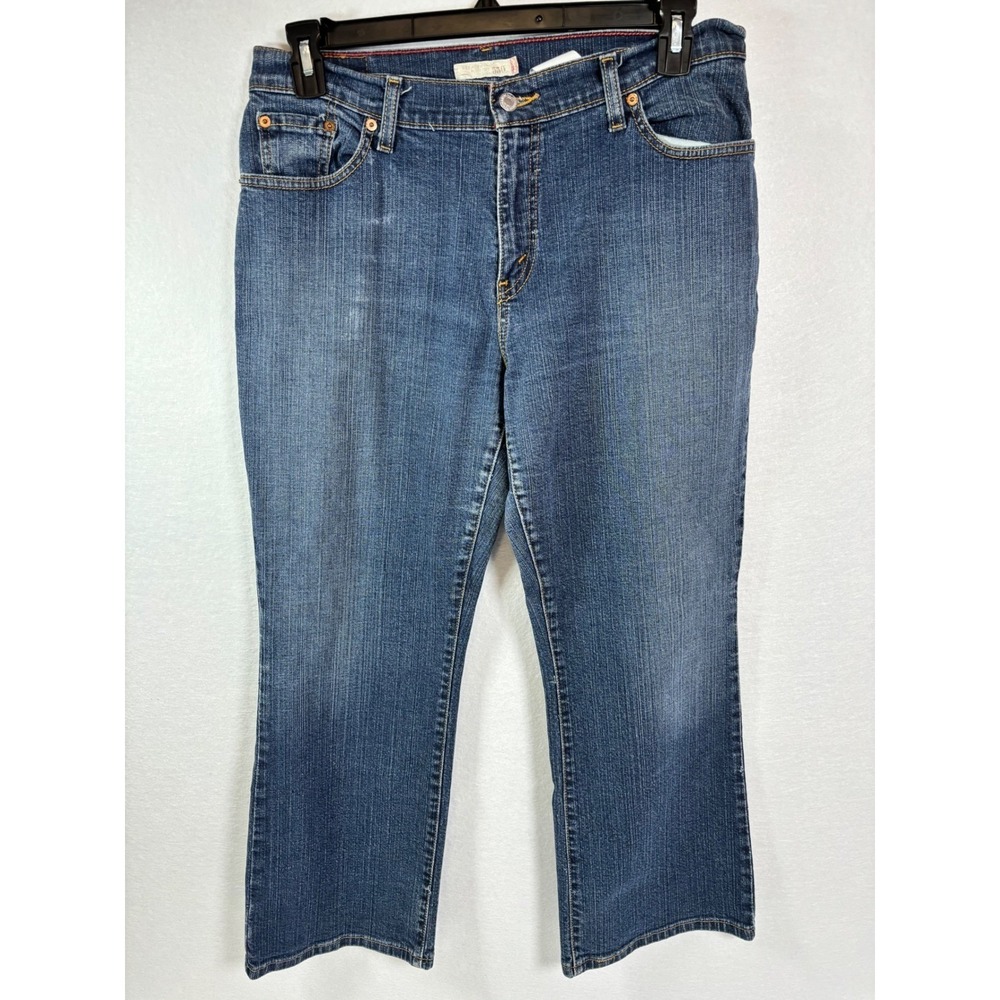 Levis 550 Relaxed Bootcut Jeans Womens 14P Short Medium Wash Blue Denim 550-0341